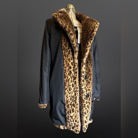 ⚡️KENSIE⚡️ Reversible Leopard Faux Fur Coat - Picture 9 of 15